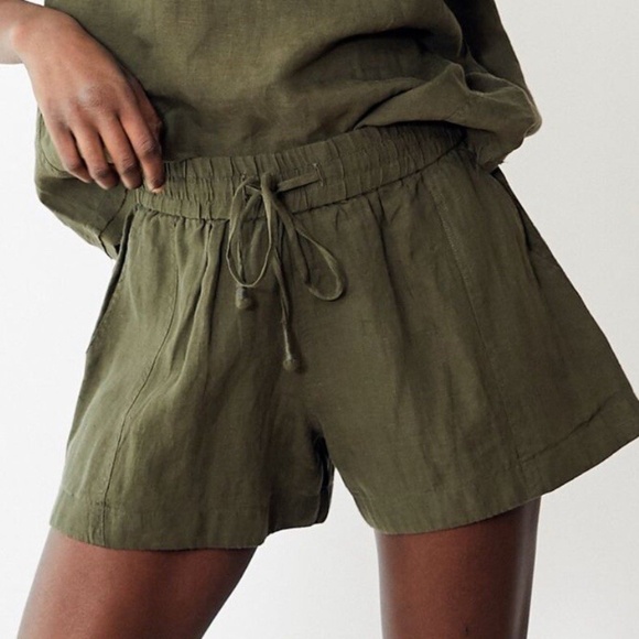 $265 APIECE APART Trail Linen Shorts in Olive EUC/sz S - Picture 1 of 15